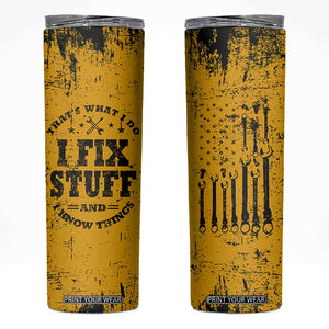 Funny Dad Skinny Tumbler Grandpa Mechanic Handyman Engine Oil Filter Cup TB10 Yellow Print Your Wear
