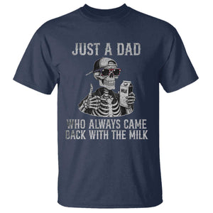 Funny Dad T Shirt Just A Dad Who Always Came Back With The Milk Skeleton American Flag TS10 Navy Print Your Wear