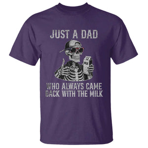 Funny Dad T Shirt Just A Dad Who Always Came Back With The Milk Skeleton American Flag TS10 Purple Print Your Wear