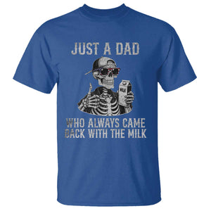 Funny Dad T Shirt Just A Dad Who Always Came Back With The Milk Skeleton American Flag TS10 Royal Blue Print Your Wear