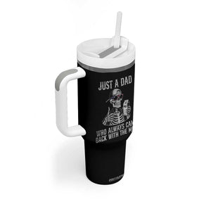 Funny Dad Tumbler With Handle Just A Dad Who Always Came Back With The Milk Skeleton American Flag TS10 Print Your Wear