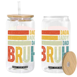 Funny Dada Daddy Dad Bruh Glass Can Fathers Day Vintage Stripes TS11 Black Print Your Wear