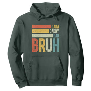 Funny Dada Daddy Dad Bruh Hoodie Fathers Day Vintage Stripes TS11 Dark Forest Green Print Your Wear