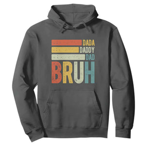 Funny Dada Daddy Dad Bruh Hoodie Fathers Day Vintage Stripes TS11 Dark Heather Print Your Wear