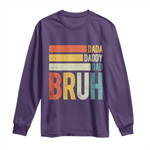 Funny Dada Daddy Dad Bruh Long Sleeve Shirt Fathers Day Vintage Stripes TS11 Purple Print Your Wear