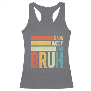 Funny Dada Daddy Dad Bruh Racerback Tank Top Fathers Day Vintage Stripes TS11 Charcoal Print Your Wear