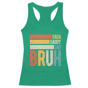 Funny Dada Daddy Dad Bruh Racerback Tank Top Fathers Day Vintage Stripes TS11 Irish Green Print Your Wear