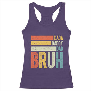 Funny Dada Daddy Dad Bruh Racerback Tank Top Fathers Day Vintage Stripes TS11 Purple Print Your Wear
