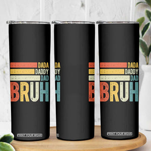 Funny Dada Daddy Dad Bruh Skinny Tumbler Fathers Day Vintage Stripes TS11 Print Your Wear