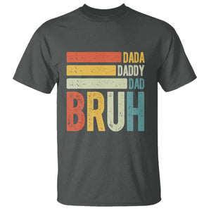 Funny Dada Daddy Dad Bruh T Shirt Fathers Day Vintage Stripes TS11 Dark Heather Print Your Wear