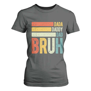 Funny Dada Daddy Dad Bruh T Shirt For Women Fathers Day Vintage Stripes TS11 Dark Heather Print Your Wear