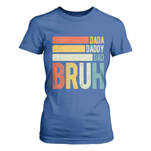 Funny Dada Daddy Dad Bruh T Shirt For Women Fathers Day Vintage Stripes TS11 Royal Blue Print Your Wear