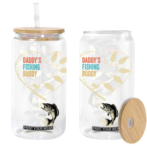 Funny Daddys Fishing Buddy Glass Can Fisherman Dad Son Daughter TS11 Black Print Your Wear