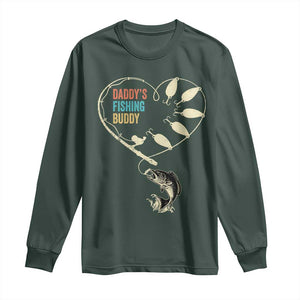Funny Daddys Fishing Buddy Long Sleeve Shirt Fisherman Dad Son Daughter TS11 Dark Forest Green Print Your Wear