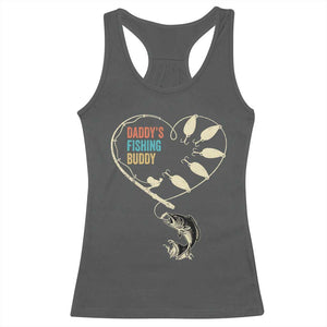 Funny Daddy's Fishing Buddy Racerback Tank Top Fisherman Dad Son Daughter TS11 Dark Heather Print Your Wear