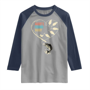 Funny Daddy's Fishing Buddy Raglan Shirt Fisherman Dad Son Daughter TS11 Sport Gray Navy Print Your Wear