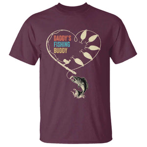 Funny Daddys Fishing Buddy T Shirt Fisherman Dad Son Daughter TS11 Maroon Print Your Wear