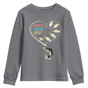 Funny Daddys Fishing Buddy Youth Sweatshirt Fisherman Dad Son Daughter TS11 Charcoal Print Your Wear