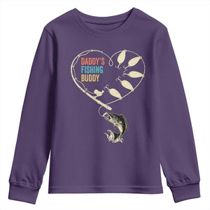 Funny Daddys Fishing Buddy Youth Sweatshirt Fisherman Dad Son Daughter TS11 Purple Print Your Wear