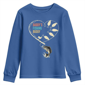 Funny Daddys Fishing Buddy Youth Sweatshirt Fisherman Dad Son Daughter TS11 Royal Blue Print Your Wear