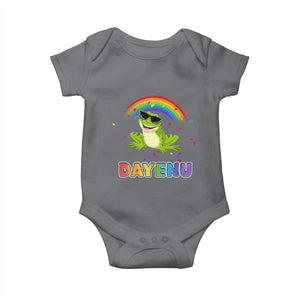 Funny Dayenu Frog Rainbow Baby Onesie Passover Celebration with Pride Vibes TS02 Charcoal Print Your Wear