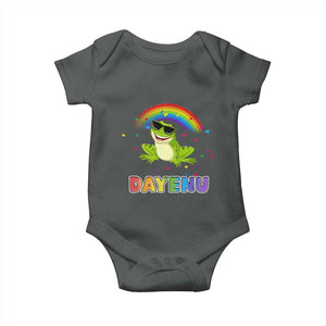 Funny Dayenu Frog Rainbow Baby Onesie Passover Celebration with Pride Vibes TS02 Dark Heather Print Your Wear