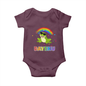 Funny Dayenu Frog Rainbow Baby Onesie Passover Celebration with Pride Vibes TS02 Maroon Print Your Wear