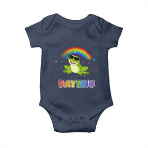 Funny Dayenu Frog Rainbow Baby Onesie Passover Celebration with Pride Vibes TS02 Navy Print Your Wear