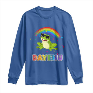 Funny Dayenu Frog Rainbow Long Sleeve Shirt Passover Celebration with Pride Vibes TS02 Royal Blue Print Your Wear