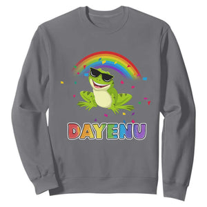 Funny Dayenu Frog Rainbow Sweatshirt Passover Celebration with Pride Vibes TS02 Charcoal Print Your Wear