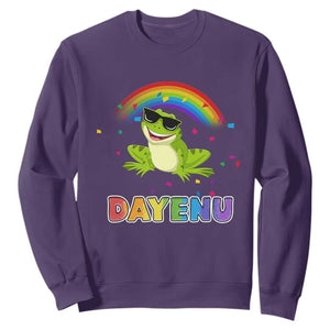 Funny Dayenu Frog Rainbow Sweatshirt Passover Celebration with Pride Vibes TS02 Purple Print Your Wear