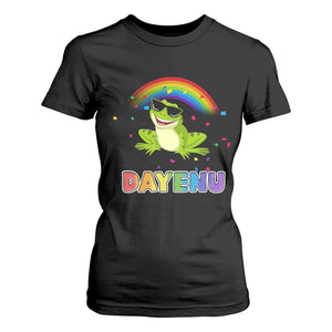 Funny Dayenu Frog Rainbow T Shirt For Women Passover Celebration with Pride Vibes TS02 Black Print Your Wear