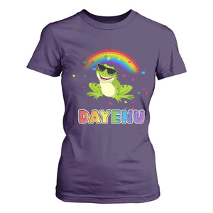 Funny Dayenu Frog Rainbow T Shirt For Women Passover Celebration with Pride Vibes TS02 Purple Print Your Wear
