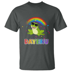 Funny Dayenu Frog Rainbow T Shirt Passover Celebration with Pride Vibes TS02 Dark Heather Print Your Wear
