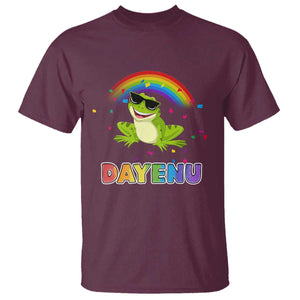 Funny Dayenu Frog Rainbow T Shirt Passover Celebration with Pride Vibes TS02 Maroon Print Your Wear