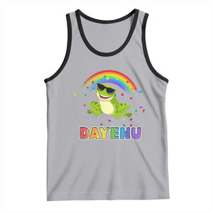 Funny Dayenu Frog Rainbow Tank Top Passover Celebration with Pride Vibes TS02 Athletic Heather Black Print Your Wear