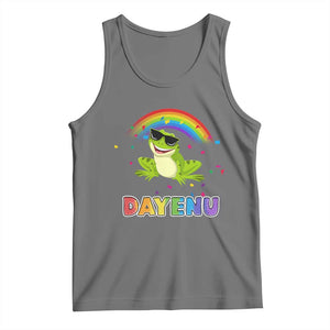 Funny Dayenu Frog Rainbow Tank Top Passover Celebration with Pride Vibes TS02 Black Heather Print Your Wear