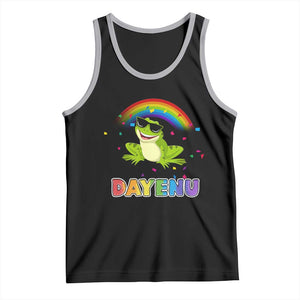 Funny Dayenu Frog Rainbow Tank Top Passover Celebration with Pride Vibes TS02 Black Athletic Heather Print Your Wear
