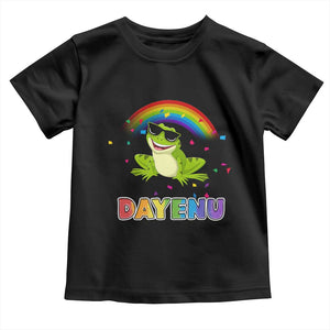 Funny Dayenu Frog Rainbow Toddler T Shirt Passover Celebration with Pride Vibes TS02 Black Print Your Wear