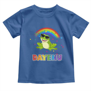 Funny Dayenu Frog Rainbow Toddler T Shirt Passover Celebration with Pride Vibes TS02 Royal Blue Print Your Wear