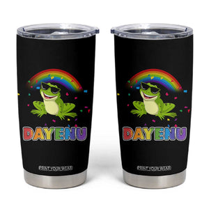 Funny Dayenu Frog Rainbow Tumbler Cup Passover Celebration with Pride Vibes TS02 Black Print Your Wear