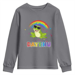 Funny Dayenu Frog Rainbow Youth Sweatshirt Passover Celebration with Pride Vibes TS02 Charcoal Print Your Wear