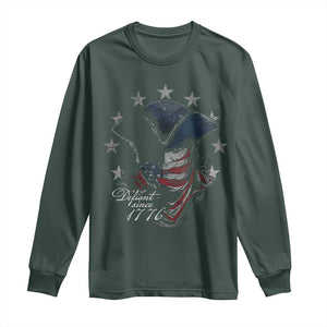 Funny Defiant Since 1776 Long Sleeve Shirt Minutemen American Revolution TS11 Dark Forest Green Print Your Wear