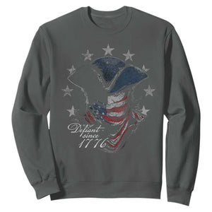 Funny Defiant Since 1776 Sweatshirt Minutemen American Revolution TS11 Dark Heather Print Your Wear