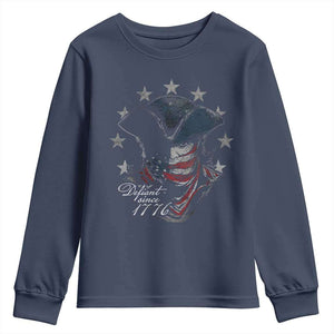 Funny Defiant Since 1776 Youth Sweatshirt Minutemen American Revolution TS11 Navy Print Your Wear