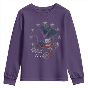 Funny Defiant Since 1776 Youth Sweatshirt Minutemen American Revolution TS11 Purple Print Your Wear