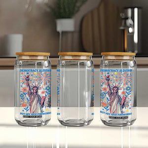 Funny Democracy Is Dying But Hey Nice Fireworks Glass Can Statue of Liberty Red and White Patriotic 4th of July TS02 Print Your Wear