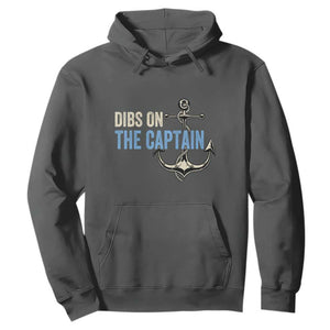 Funny Dibs On The Captain Hoodie Boating Boat Lover Anchor TS11 Dark Heather Print Your Wear