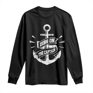 Funny Dibs On The Captain Long Sleeve Shirt Boating Boat Lover Vintage Anchor TS11 Black Print Your Wear