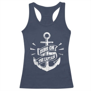 Funny Dibs On The Captain Racerback Tank Top Boating Boat Lover Vintage Anchor TS11 Navy Print Your Wear